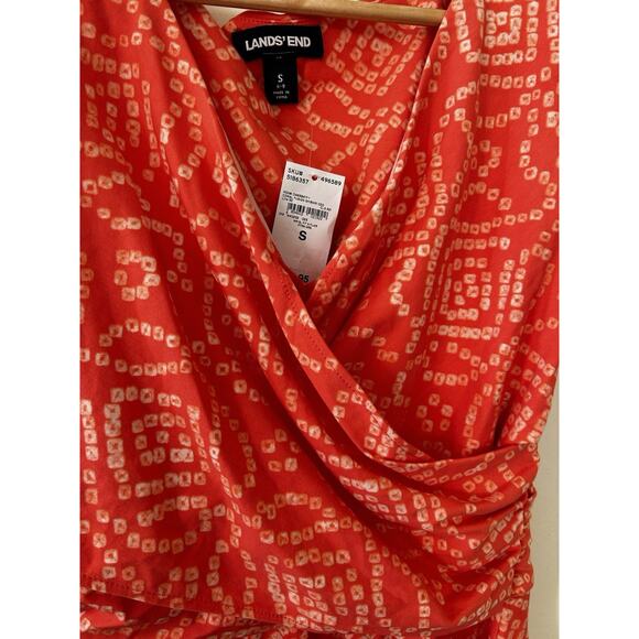 Land’s End Pima Cotton Orange Printed Double Layer Dress NWT | S - Picture 3 of 4